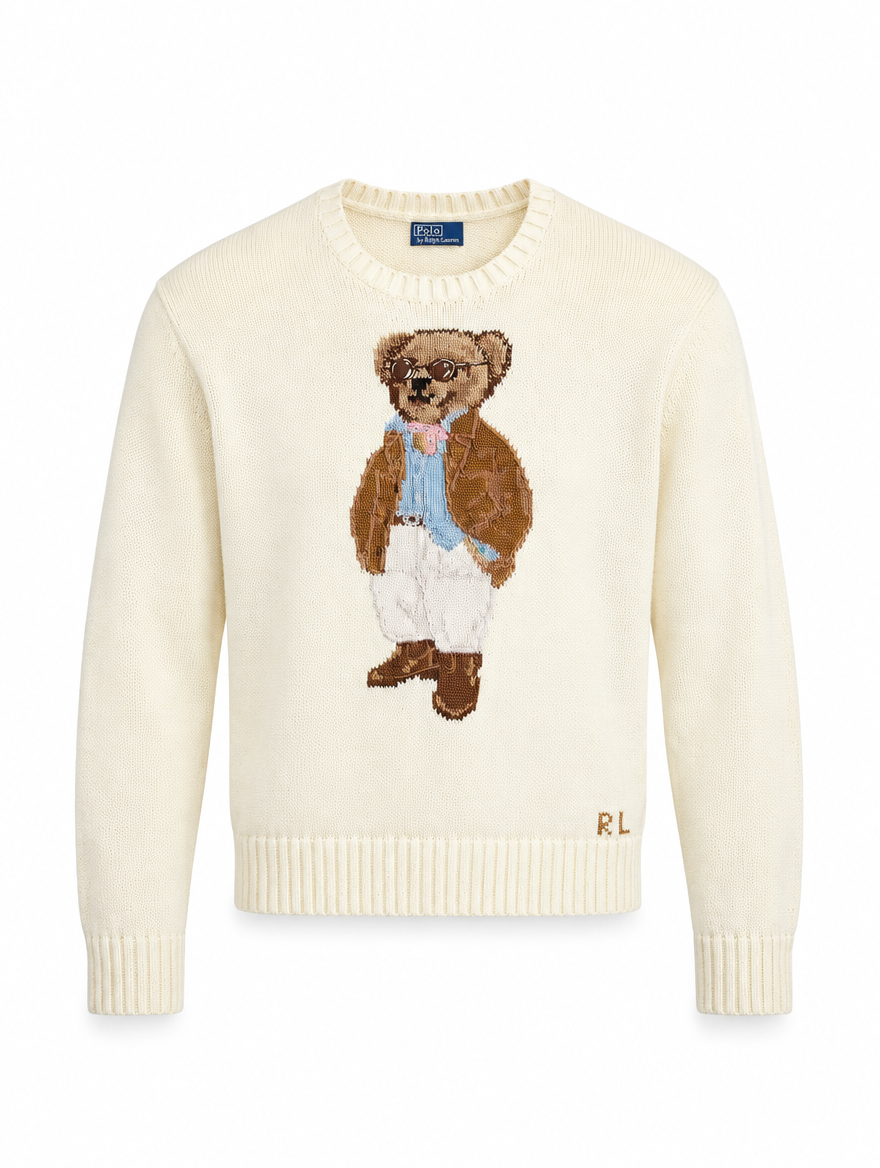 Men's Polo Bear Cotton Crewneck Sweater