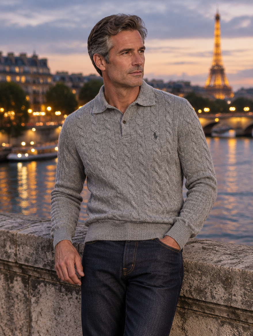 Men's Wool–Cashmere Cable-Knit Jumper