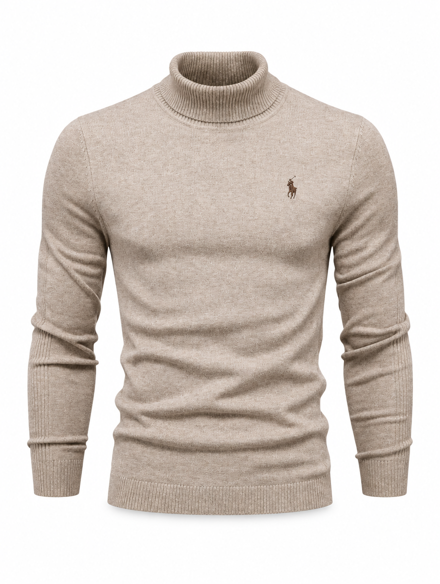 Men's Turtleneck Cable-Knit Wool Knit Sweater