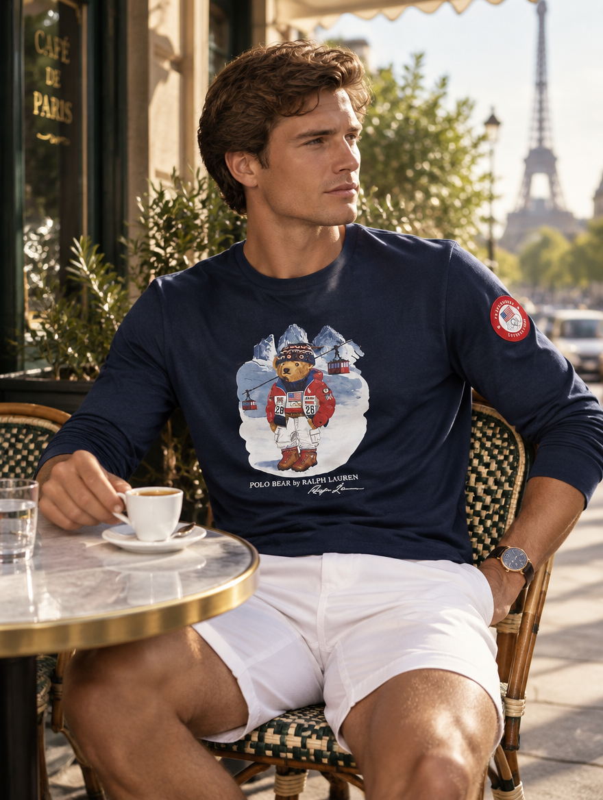 Men's Team USA Polo Bear Cotton T-Shirt
