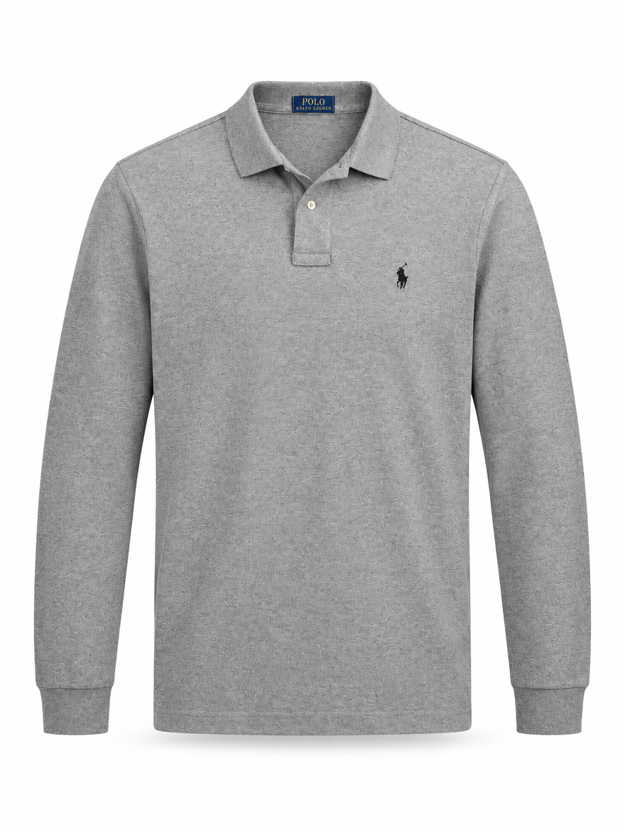 Men's Mesh Long-Sleeve Polo Shirt