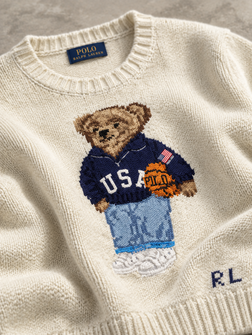 Men's Set 3 Styles Polo Bear Sweater