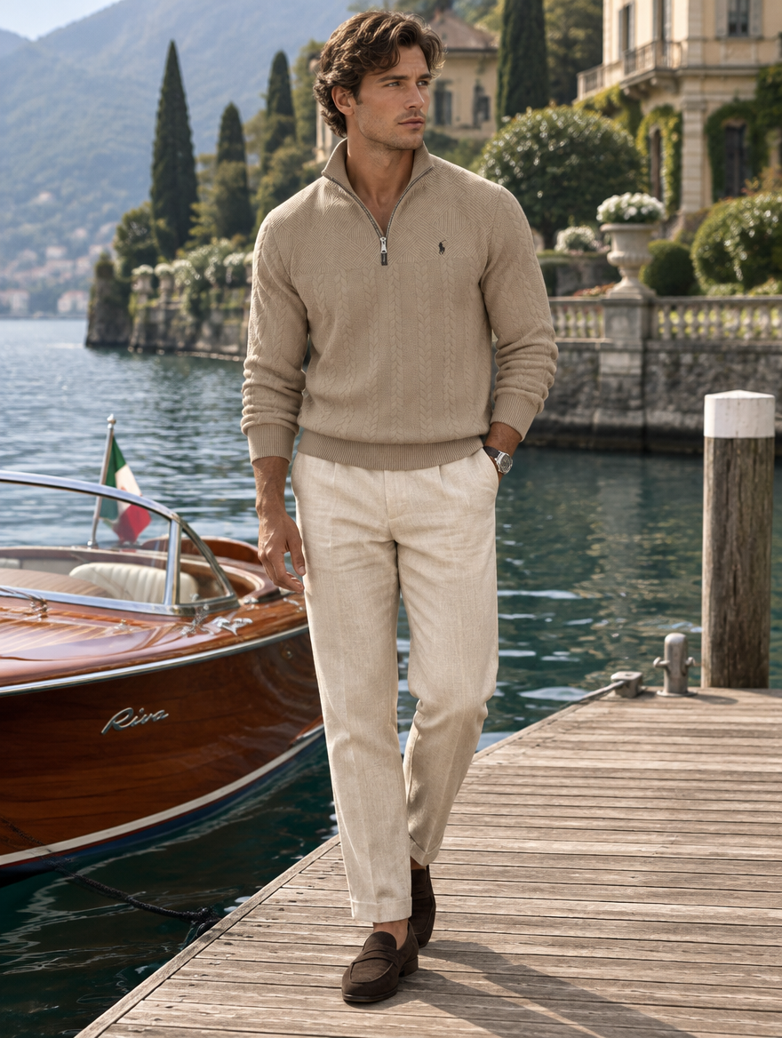 Men's Textured Half-Zip Knit Pullover - Clearance Sale