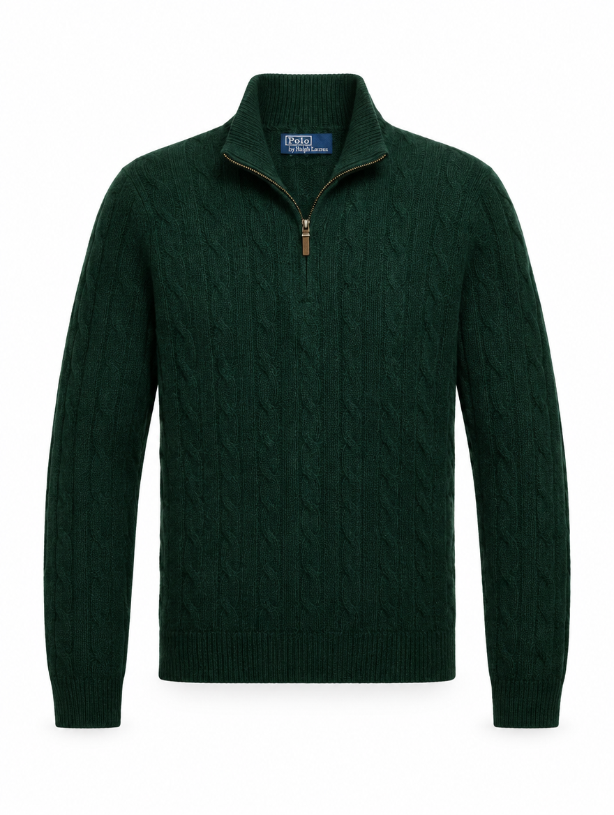 Men's Cable-Knit Cashmere Quarter-Zip Jumper