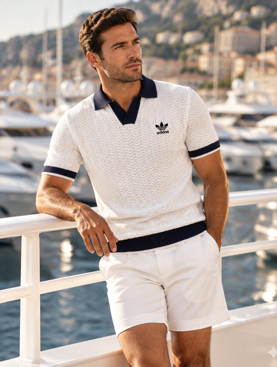Men's Retro Knit Polo Shirt