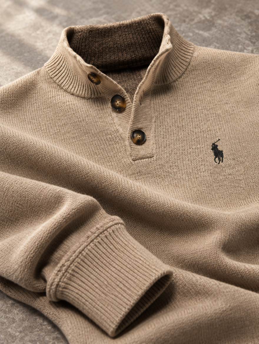 Men's Premium Knit Henley Sweater || Clearance Sale