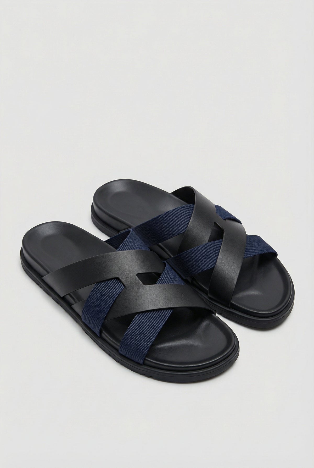 Amalfi Leather Sandal Black Navy