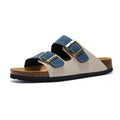 Capri Suede Sandal — Cream & Blue