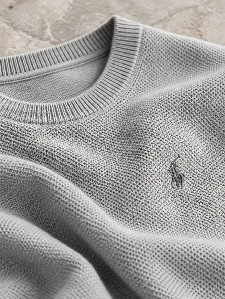 Men's Mesh-Knit Cotton Crewneck Sweater