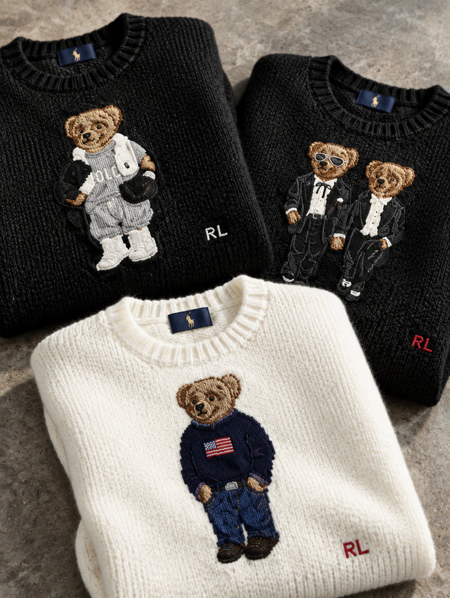 Men's Set 3 Styles RL Polo Bear Sweater Set