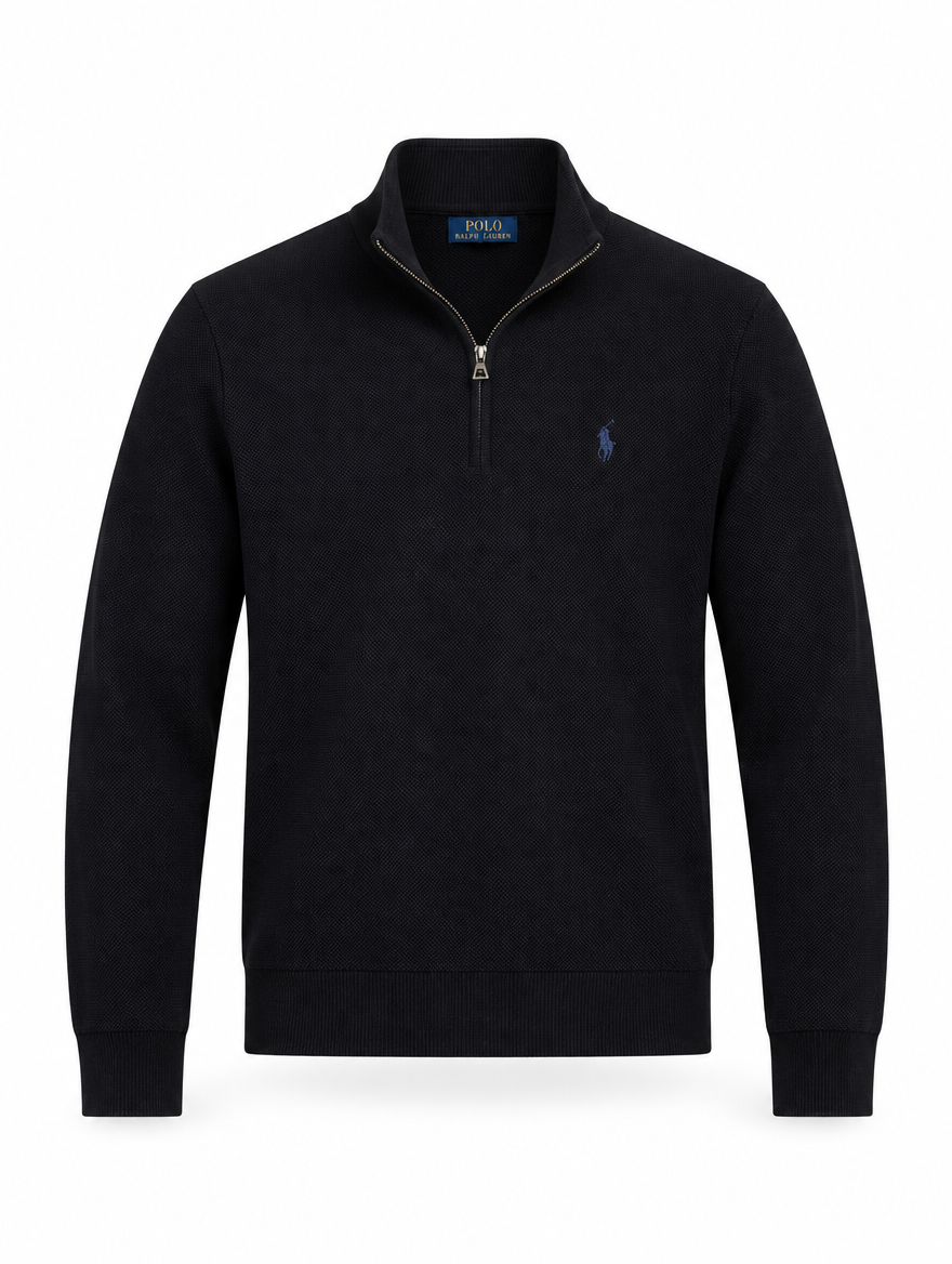 Men's Mesh-Knit Cotton Quarter-Zip Sweater