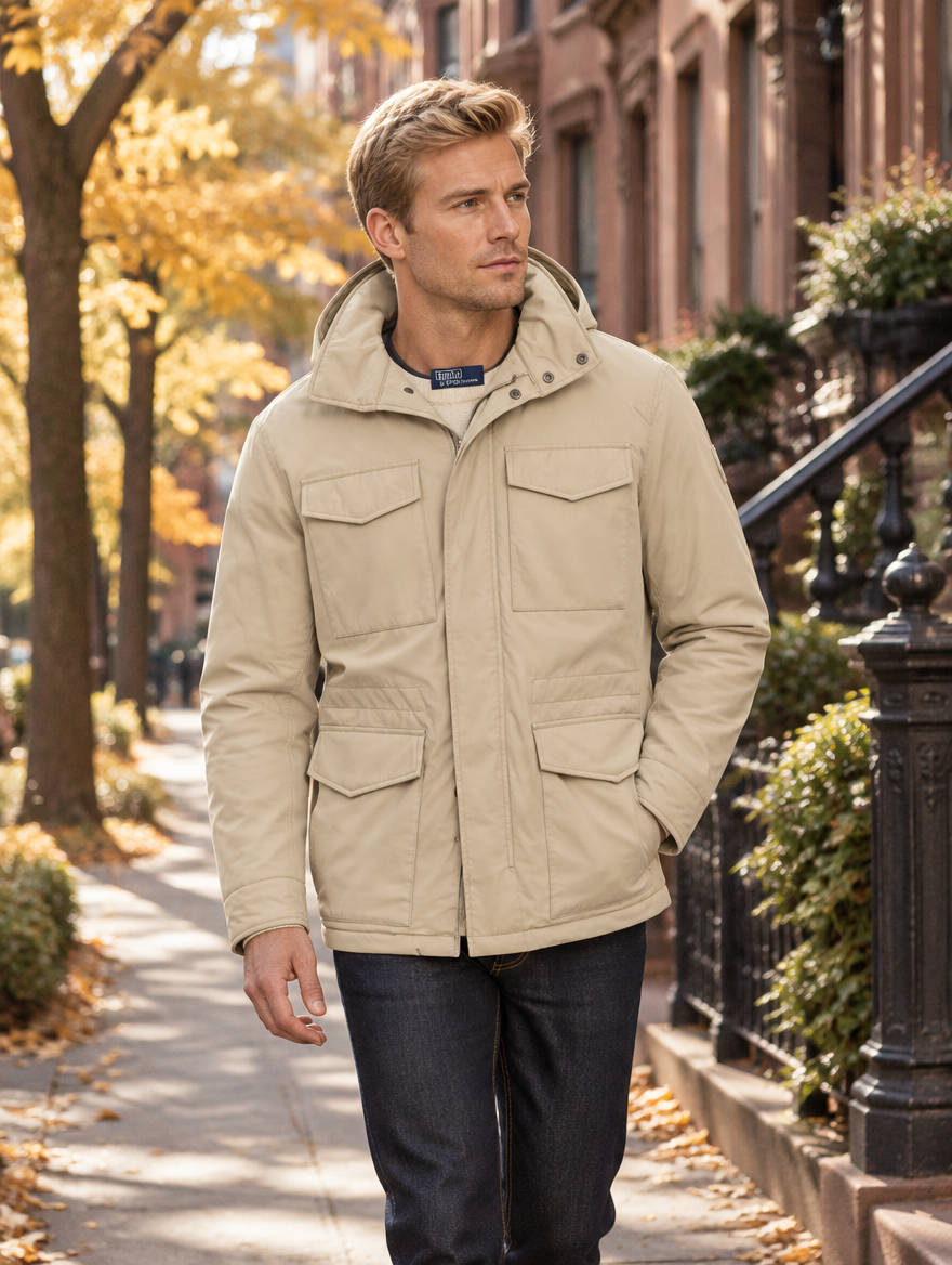 Men's Gabardine Hooded Field Jacket