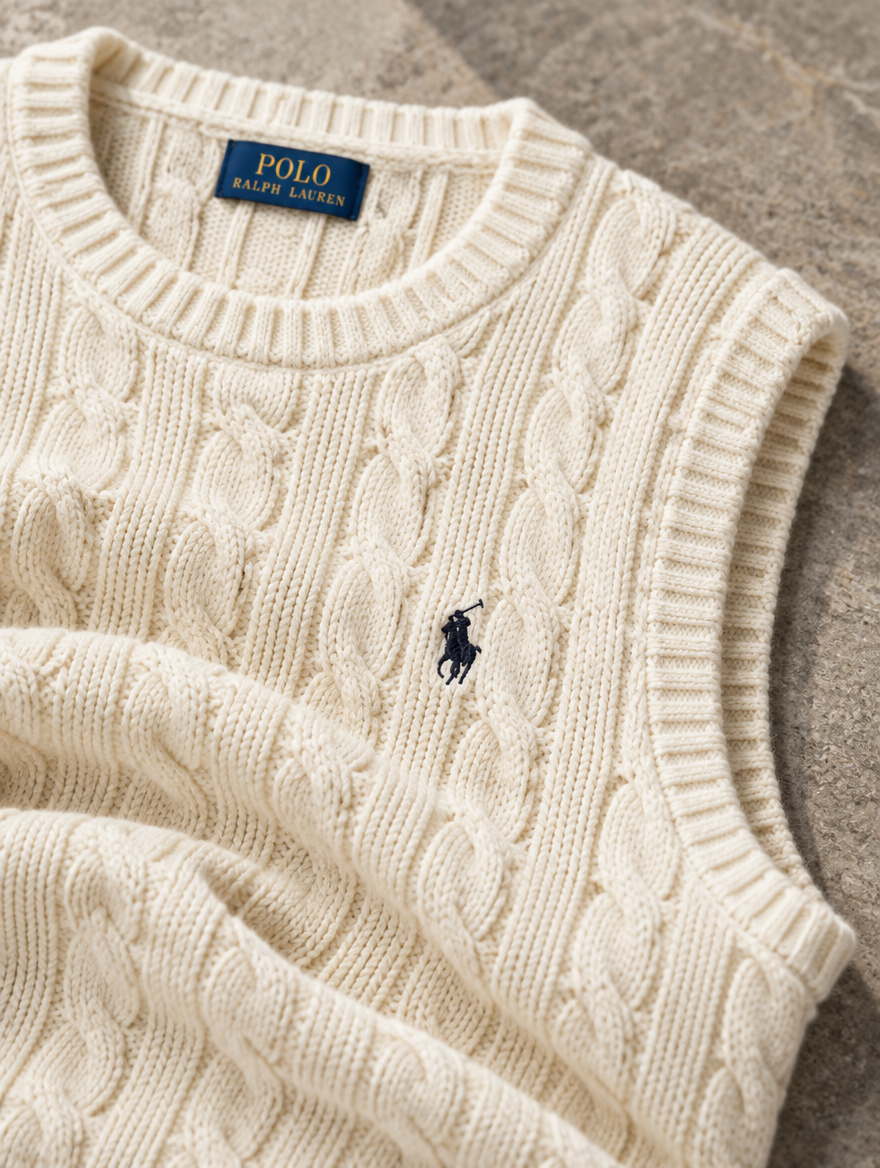 Men's Cable-Knit Cotton Sweater Vest