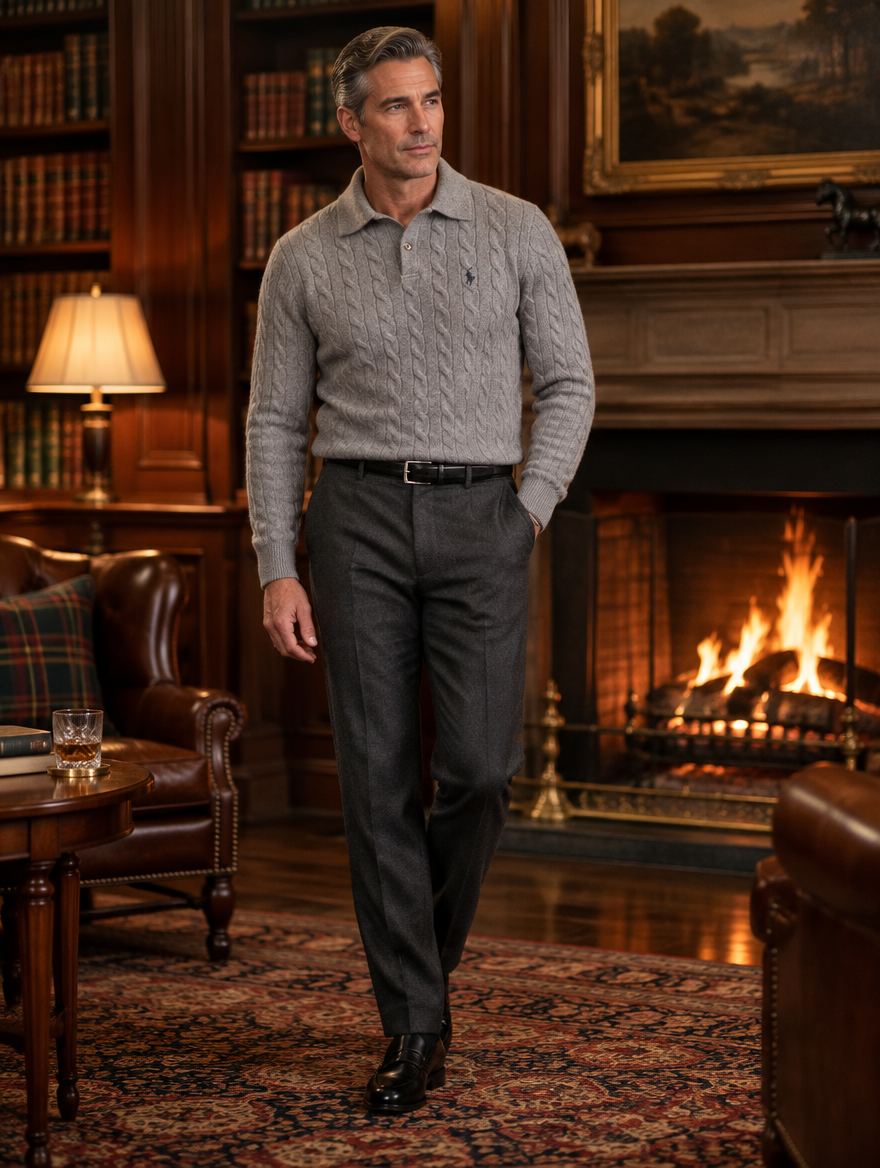 Men's Wool–Cashmere Cable-Knit Jumper