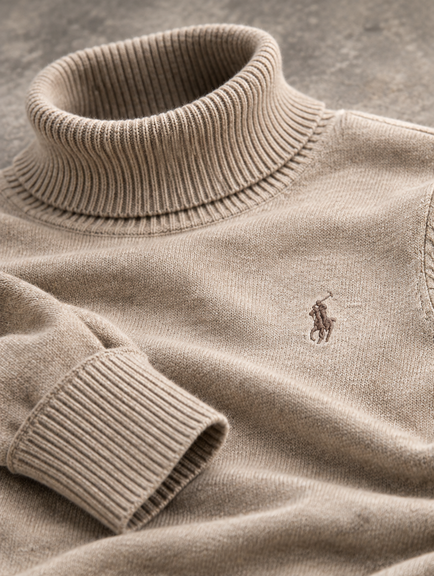 Men's Turtleneck Cable-Knit Wool Knit Sweater