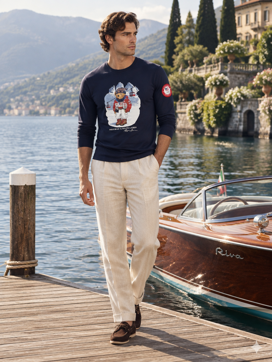 Men's Team USA Polo Bear Cotton T-Shirt