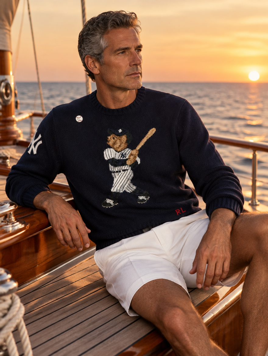 Men's Polo Bear Yankees Sweater