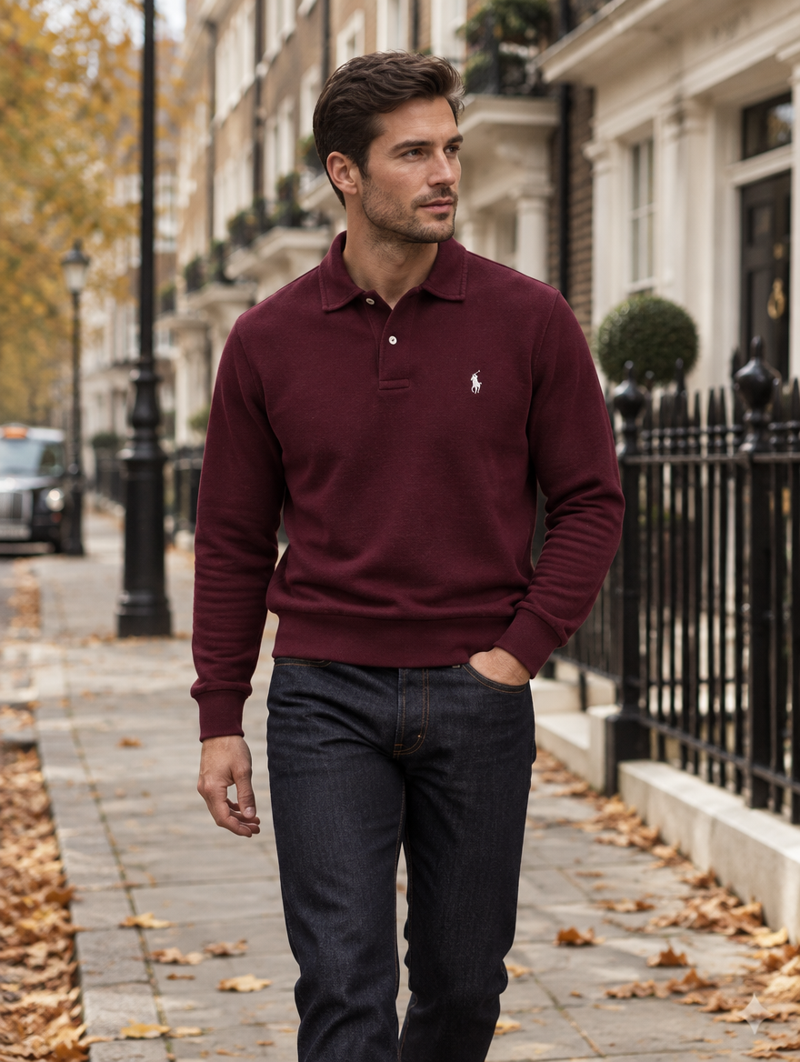 Men's Loopback Fleece Collared Sweatshirt