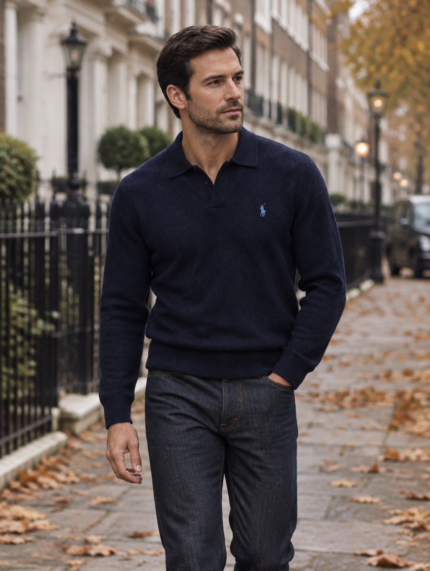 Men's Wool Johnny-Collar Sweater