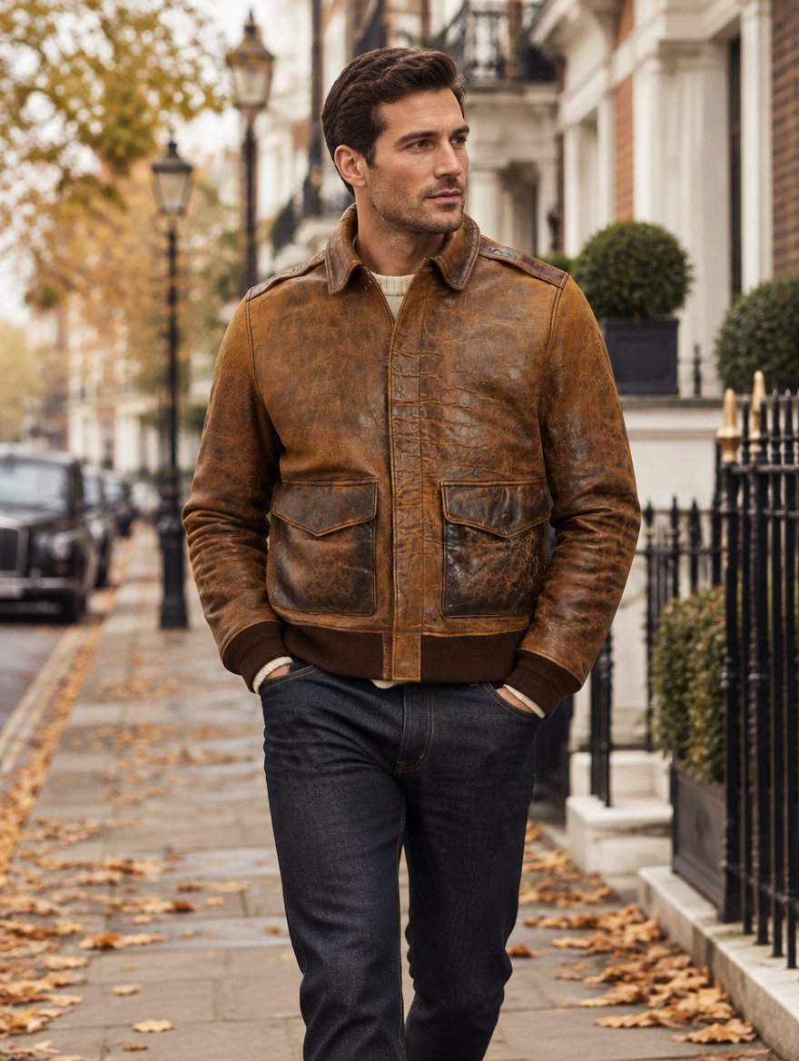 Men's Leather Flight Jacket