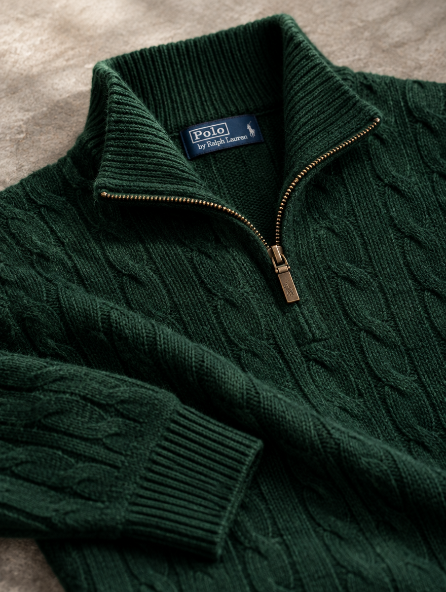 Men's Cable-Knit Cashmere Quarter-Zip Jumper