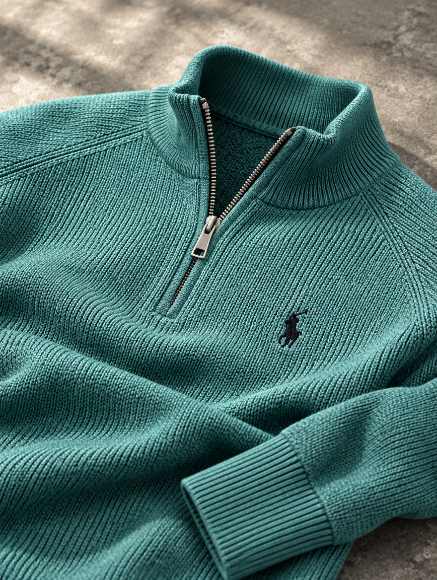 Men's Zip Cable-Knit Wool Knit Sweater