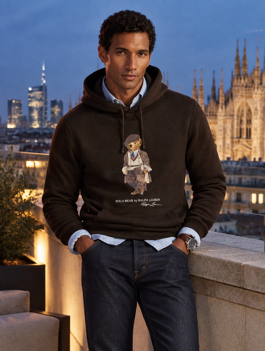Men's Polo Bear Fleece Hoodie