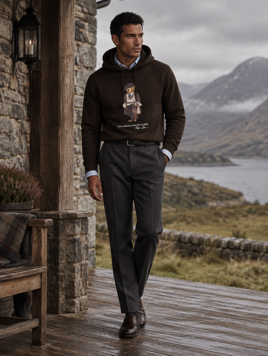 Men's Polo Bear Fleece Hoodie