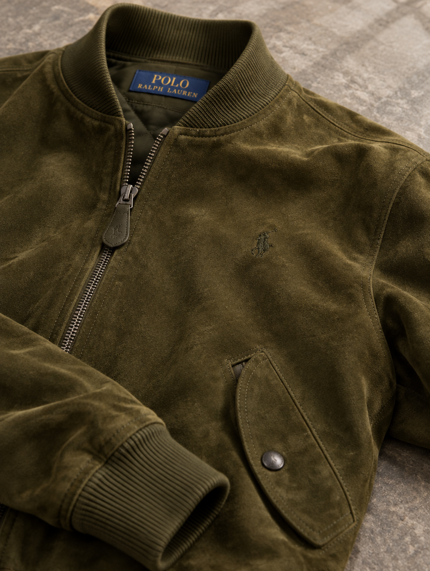Men's Suede Bomber Jacket